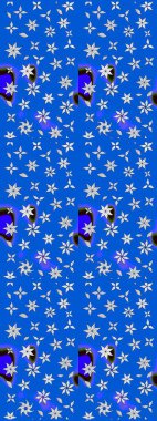 Arkaplan dokusu, duvar kağıdı, mavi ve nötr renklerde çiçek teması. Soyut etnik raster çizim kalıbı. Kabile sanatı boho baskısı, klasik çiçek arkaplanı.