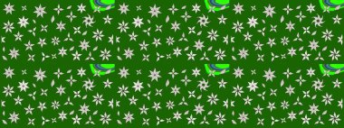 Raster deseni. Yeşil ve nötr renklerde yaz çiçekleri. Raster illüstrasyonu. Küçük çiçekte sevimli çiçek deseni var..