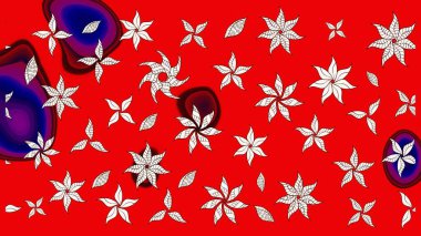 Raster illüstrasyonu. Küçük çiçekli basit bir çiçek çizimi. Moda baskısı, albüm, ambalaj kağıdı ve duvar kağıdı için zarif dekoratif süslemeler. Kırmızı ve nötr renklerde şirin çiçekler.