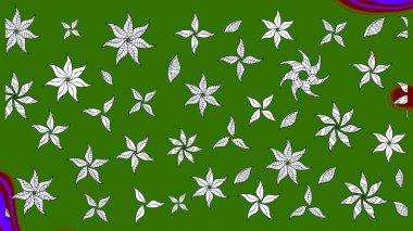 Raster illüstrasyonu. Renkli süs kenarı. Yeşil ve nötr renklerde. Çiçek duvar kağıdı. Çizim kalıbı. Hint süsü..