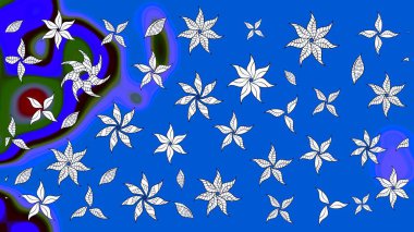 Raster illüstrasyonu. Çizim çiçek deseni duvar kâğıdı olarak kullanılabilir. Mavi ve nötr renkte çiçekler.