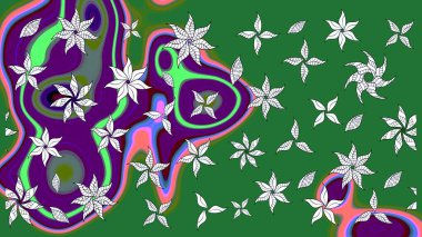 Poster ya da kapak için arka plan. Yapraklı çizim şekli. Tekstil için figür. Davetiye ve kartpostal tasarımı için dekoratif çiçek unsurları. Sevimli zarif çiçekler Raster illüstrasyonu.