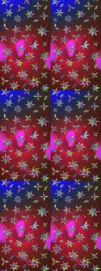 Yaz çiçekleri teması. Kırmızı ve kahverengi renkler. El çizimi, soyut ve süslü elementler. Klasik çiçekler. Suluboya resim taklit Raster illüstrasyonu.