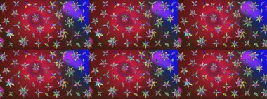 Hediye ambalaj kağıdı, tebrik kartları, posterler ve pankart tasarımı. Raster düz çiçek çizim deseni. Kırmızı ve kahverengi renkte çiçekler.