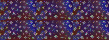 Raster illüstrasyonu. Mor ve mor renkli çiçekler. Çiçek süslemeli çizim deseni.