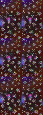 Suluboya çiçekli çiçek deseni. Kahverengi ve mor renkli güzel bir tekstil. Raster illüstrasyonu.