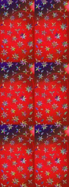 Raster illüstrasyonundaki çiçek desenli çizim. Düz Çiçek Elementleri Tasarımı. Renkli Bahar Teması eskiz kalıbı. Kırmızı ve kahverengi renkte çiçekler.