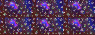 Kumaş desenli papatya çiçeği detayı. Mor ve mor renkte çiçekler.