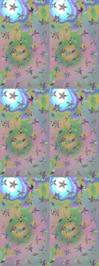 Raster illüstrasyonu. Çiçekli güzel suluboya desen. Tarafsız ve yeşil renklerde.