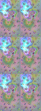 Raster illüstrasyonu. Çizim çiçek deseni duvar kâğıdı olarak kullanılabilir. Tarafsız ve mavi renkte çiçekler.