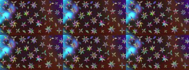 Parmak izi, kumaş, duvar kâğıdı, tekstil için raster dokusu. Nakış desenli çiçek deseni. Renkli grunge soyut arkaplanı colokahverengi ve mor çiçeklerle zenginleştirir.