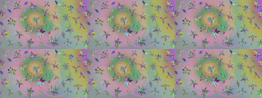 Modaya uygun kumaş deseni. Düz Çiçek Elementleri Tasarımı. Sevimli çiçek raster deseni. Renkli Yaz Teması çizim şablonu.