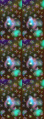 Raster Modaya uygun kumaş deseni. Yeşil ve kahverengi renkli şirin çiçek desenleri. Renkli Bahar Teması eskiz kalıbı. Düz Çiçek Elementleri Tasarımı.