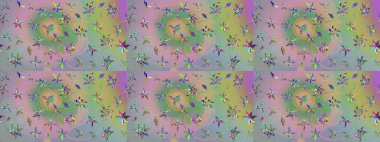 Tekstil, kumaş, ambalaj, hatıra defteri için hoş bir çiçek arkaplanı. Elle çizilmiş çiçek desenli Raster çizimi. Çocuksu tasarım. Tarafsız ve yeşil arkaplanda.