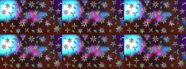 Kahverengi ve mavi renkli çiçekler. Çiçekli karalama şeklinde Raster çiçek deseni. Nazikçe, güzel çiçek arkaplanı..