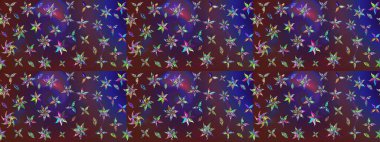 Raster - stok. Eskiz arkaplan modeli. Yapraklı çiçekler ve mor renkli çiçek desenli papatya çiçekleri.