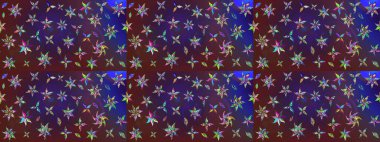 Çiçek deseni. Mor ve mor renkli çiçekler. Raster illüstrasyonu. Mor ve mor renkte çiçek çizimi. Şatafatlı bahar bahçesi dokusu.