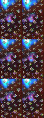 Kahverengi ve mavi renkli çiçekler. Küçük çiçekte sevimli çiçek deseni var..