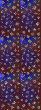 Elle çizilmiş çiçek desenli Raster çizimi. Tekstil, kumaş, ambalaj, hatıra defteri için hoş bir çiçek arkaplanı. Menekşe ve mor arka planda. Çocuksu tasarım.