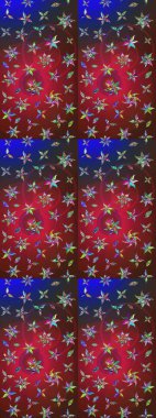 El çizimi. Raster illüstrasyonu. Çiçekli, yapraklı, çiçek desenli çizim..