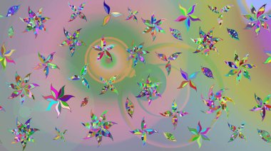 Tarafsız ve yeşil renklerde geleneksel halk çiçekleri. Tekstil tasarımı için. Üzerinde gelincikler ve vadi zambakları olan renkli çiçek desenli nakış..