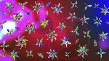 Çiçek ve yapraklı çiçek deseni. Raster illüstrasyonu. Küçük çiçekli şirin desen.