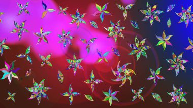 Soyut etnik raster çizim kalıbı. Arkaplan dokusu, duvar kağıdı, kırmızı ve mor renkli çiçek teması. Kabile sanatı boho baskısı, klasik çiçek arkaplanı.