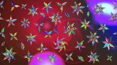 El çizimi. Çiçekli, yapraklı, çiçek desenli eskiz. Raster illüstrasyonu.