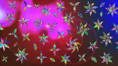 Eski usul. Kumaş, tekstil, duvar kağıdı baskısı için. Renkli desenli eskiz deseni, kırmızı ve kahverengi çiçekler ve dekoratif elementler. Eskiz geçmişi. Raster illüstrasyonu.