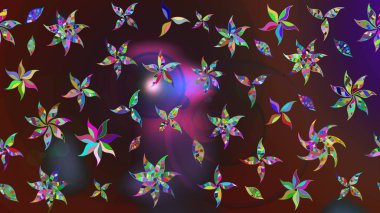 Raster illüstrasyonu. Küçük çiçekli şirin bir desen. Çiçek ve yapraklı çiçek deseni.