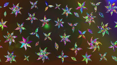 Kahverengi ve gri renkli çiçekler. Raster illüstrasyonunda çiçek deseni çizimi.