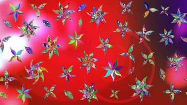 Kırmızı ve pembe renkte çiçekler. Renkli bahar temalı eskiz kalıbı. Çiçekli çiçek deseni, suluboya. Düz Çiçek Elementleri Tasarım Raster illüstrasyonu.