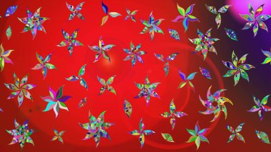 Kırmızı ve kahverengi renkte çiçekler. Çiçekli karalama şeklinde Raster çiçek deseni. Nazikçe, güzel çiçek arkaplanı..