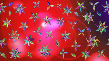 Klasik çiçekler. Yaz çiçekleri teması. El çizimi, soyut ve süslü elementler. Suluboya resim taklit Raster çizimi. Kırmızı ve pembe renkler.