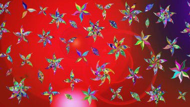 Kırmızı ve kahverengi renkte çiçekler. Yumuşak, bahar çiçekli arka plan. Raster çiçek desenli ve çiçekli..