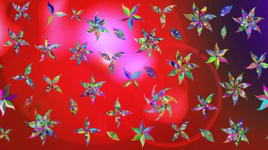 El çizimi. Raster illüstrasyonu. Çiçekli, yapraklı, çiçek desenli çizim..