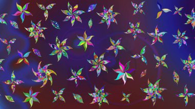 Elle boyanmış suluboya resim çizimleri, çiçekler ve bitkiler. Mor ve mor renkte çiçekler.