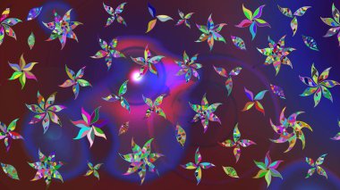 Hediye ambalaj kağıdı, tebrik kartları, posterler ve pankart tasarımı. Mor ve mor renkli çiçekler. Raster düz çiçek çizim deseni.