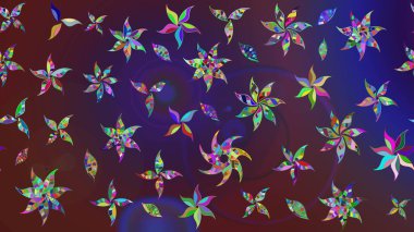 Düz Çiçek Elementleri Tasarımı. Renkli Yaz Temalı eskiz kalıbı. Modaya uygun kumaş deseni. Sevimli çiçek raster deseni.