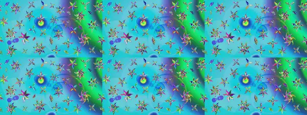 Suluboya çizimi. El çizimi. Mavi ve yeşil renkli çiçekler. Çiçekli çizim deseni.