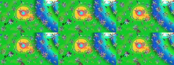 Çiçek tasarımı için inanılmaz bir kolaj cenneti tarzı. Parlak çiçekli kolaj çiçekleri yeşil ve mavi. Çiçekli zambaklar eskiz arka planı.