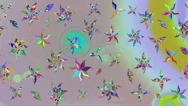 Raster Floral Illustration, Asyalı tekstil. Tarafsız ve gri renkte etnik çiçeklerle süslenmiş zarif bir eskiz..