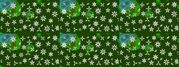 Yeşil ve nötr renklerde çiçekler. Raster illüstrasyonunda çiçek deseni çizimi.