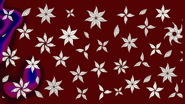 Raster illüstrasyonu. Eskiz arkaplan modeli. Suluboya, elle çizilmiş. Kırmızı ve nötr renklerde yaprakları olan yabani çiçekler.