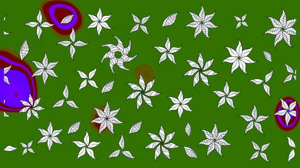 Parlak renkli fantezi çiçekleri, yapraklar yeşil ve nötr renklerde tomurcuklar yeşil ve nötr. Suluboya el çizimi elementli çiçek çizimi deseni.