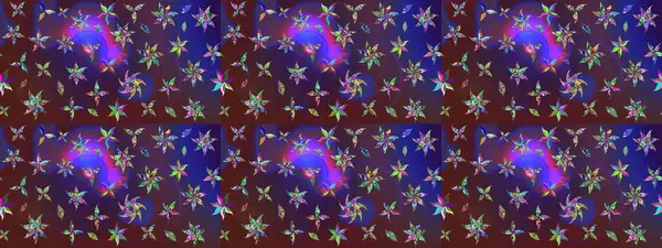 Kumaş desenli papatya çiçeği detayı. Mor ve mor renkte çiçekler.