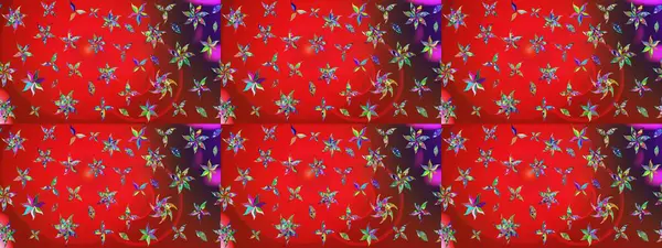 El çizimi. Raster illüstrasyonu. Çiçekler, dallar, bitkiler ve çiçekler. Güzel kumaş deseni.