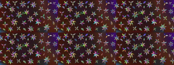 Raster Çiçek İllüstrasyonu 'nun şirin tekstili. Kahverengi ve mor renkli etnik çiçeklerle zarif bir eskiz deseni..