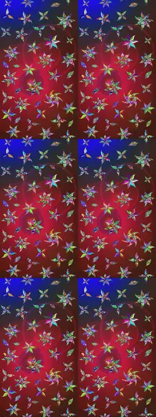 El çizimi. Raster illüstrasyonu. Çiçekli, yapraklı, çiçek desenli çizim..