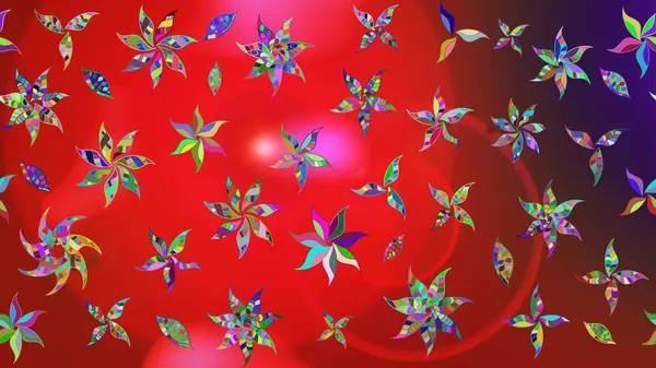 Süslü kumaş deseni. Raster illüstrasyonundaki çiçek desenli çizim. Düz Çiçek Elementleri Tasarımı. Renkli Bahar Teması çizim şablonu.